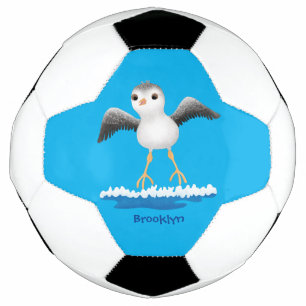Cute baby sandpiper cartoon illustration football