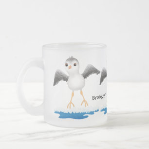 Cute baby sandpiper cartoon illustration frosted glass coffee mug