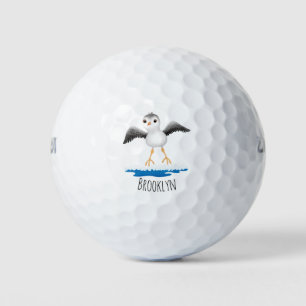 Cute baby sandpiper cartoon illustration  golf balls