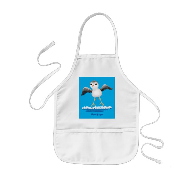 Cute baby sandpiper cartoon illustration  kids apron (Front)