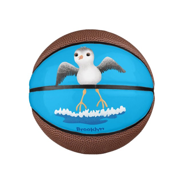 Cute baby sandpiper cartoon illustration  mini basketball (Front)