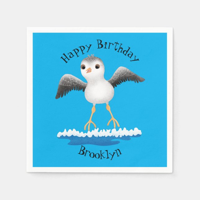 Cute baby sandpiper cartoon illustration  napkin (Front)