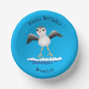 Cute baby sandpiper cartoon illustration paper plate