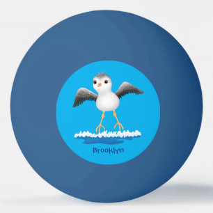 Cute baby sandpiper cartoon illustration ping pong ball