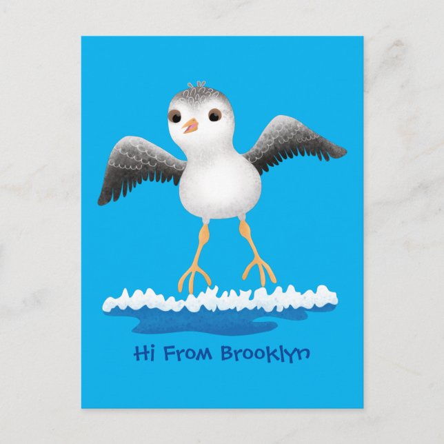 Cute baby sandpiper cartoon illustration postcard (Front)