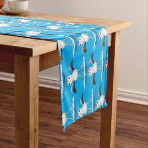 Cute baby sandpiper cartoon illustration short table runner
