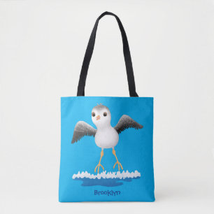 Cute baby sandpiper cartoon illustration tote bag