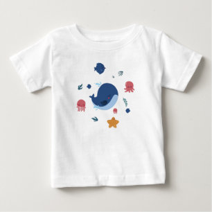 Cute Baby Sea Creatures Whale Jellyfish Octopus T-Shirt