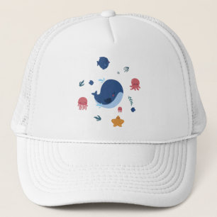 Cute Baby Sea Creatures Whale Jellyfish Octopus Trucker Hat