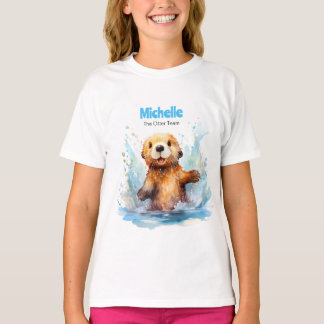 Cute Baby Sea Otter in Water Splashes Personalised T-Shirt