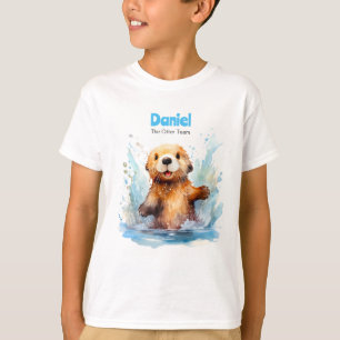 Cute Baby Sea Otter in Water Splashes Personalised T-Shirt
