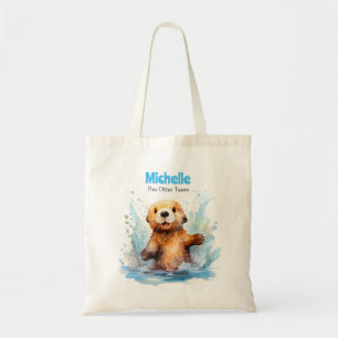 Cute Baby Sea Otter in Water Splashes Personalised Tote Bag