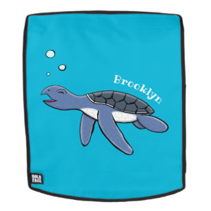 Cute baby sea turtle cartoon illustration backpack