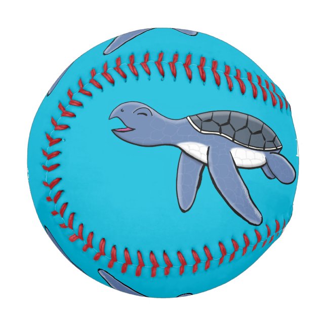 Cute baby sea turtle cartoon illustration baseball (Front Left)