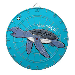 Cute baby sea turtle cartoon illustration dartboard