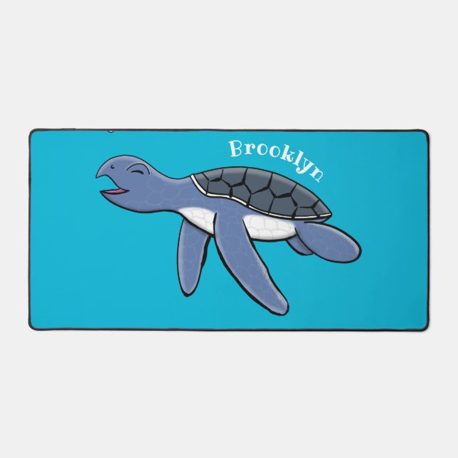 Cute baby sea turtle cartoon illustration desk mat (Front)