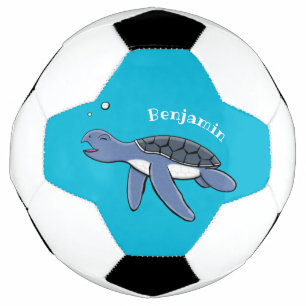 Cute baby sea turtle cartoon illustration football
