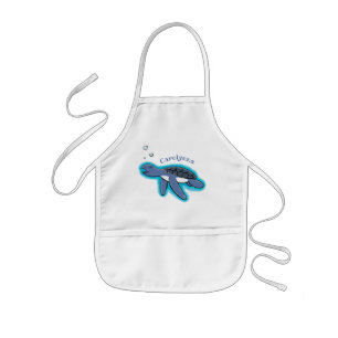 Cute baby sea turtle cartoon illustration kids apron