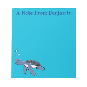 Cute baby sea turtle cartoon illustration notepad