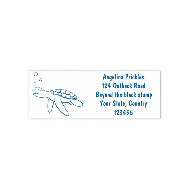 Cute baby sea turtle cartoon illustration self-inking stamp (Design)
