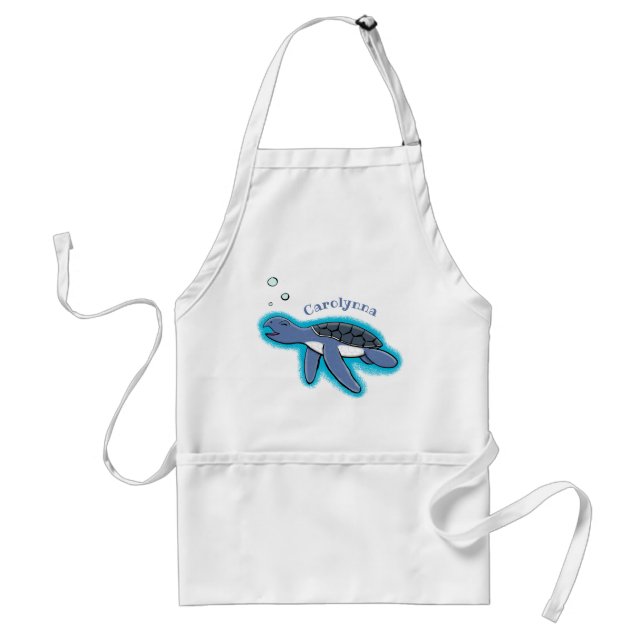 Cute baby sea turtle cartoon illustration standard apron (Front)