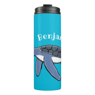Cute baby sea turtle cartoon illustration thermal tumbler