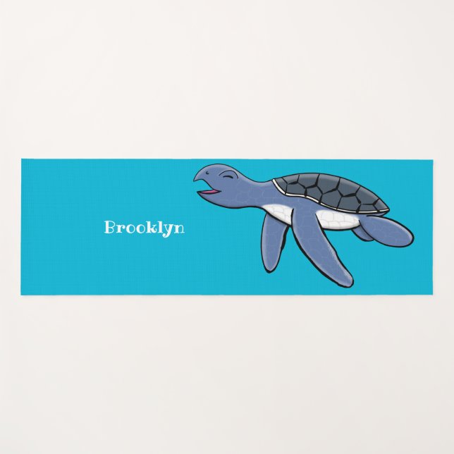 Cute baby sea turtle cartoon illustration yoga mat (Front (Horizontal))