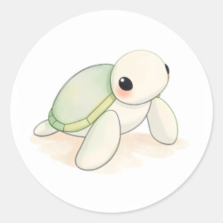 Cute Baby Sea Turtle Sticker Watercolor Art 