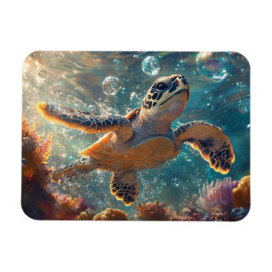 Cute Baby Sea Turtle with Bubbles Magnet