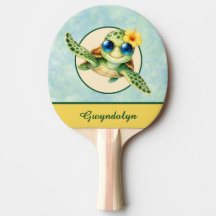 Cute Baby Sea Turtles with Tropical Flowers
