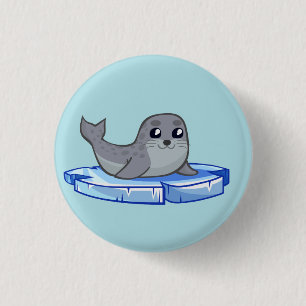 Cute baby seal cartoon 3 cm round badge