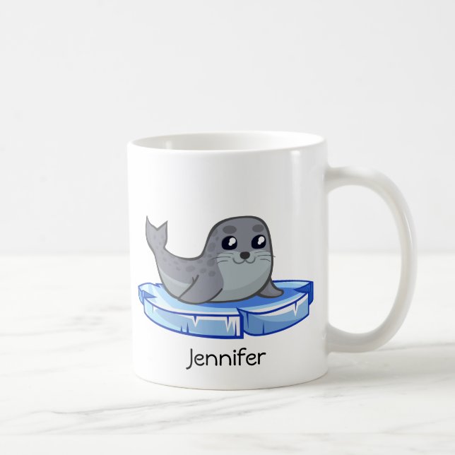 Cute baby seal cartoon kids coffee mug (Right)