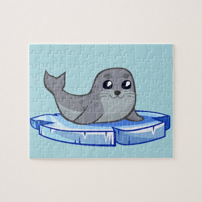 Cute baby seal cartoon kids jigsaw puzzle (Horizontal)