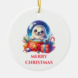 Cute Baby Seal Christmas Ceramic Tree Decoration