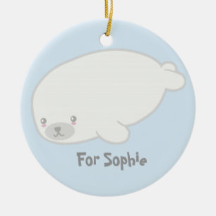 Cute Baby Seal Personalised Ornament