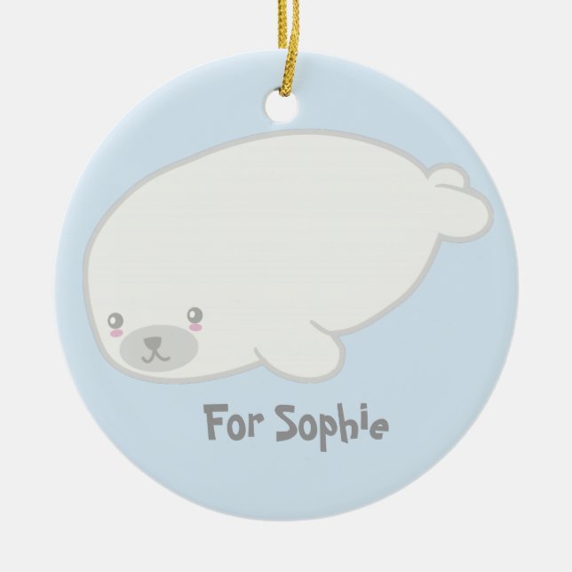 Cute Baby Seal Personalised Ornament (Front)