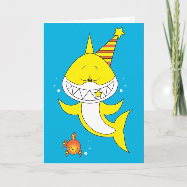 Cute Baby Shark Cartoon Card (Front)