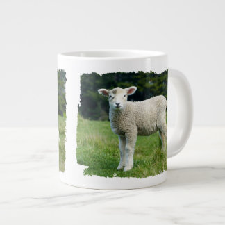 Cute Baby Sheep Muddy Face in Meadow Large Coffee Mug