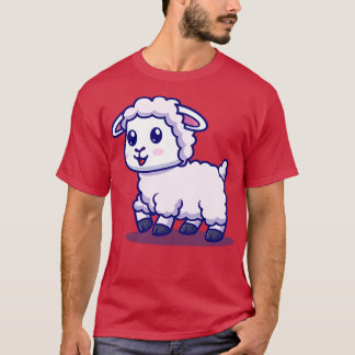 Cute Baby Sheep Walking Cartoon T-Shirt