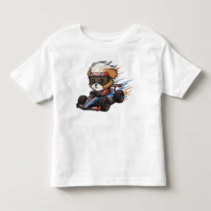 Cute Baby Shih Tzu Race Car Driver Toddler T-Shirt
