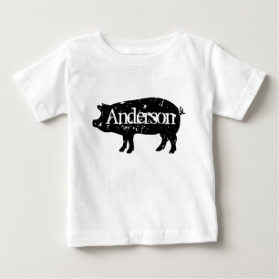 Cute baby shirt with vintage pig silhouette