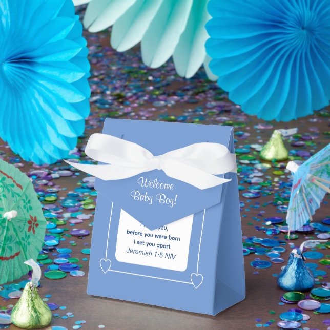 Cute Baby Shower Bible Verse Blue Party Favour Favour Box (Party)