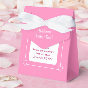 Cute Baby Shower Bible Verse Pink Party Favour Box