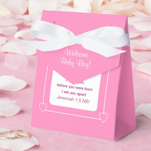 Cute Baby Shower Bible Verse Pink Party Favour Favour Box (Wedding)