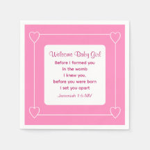 Cute Baby Shower Bible Verse Striped Pink Party