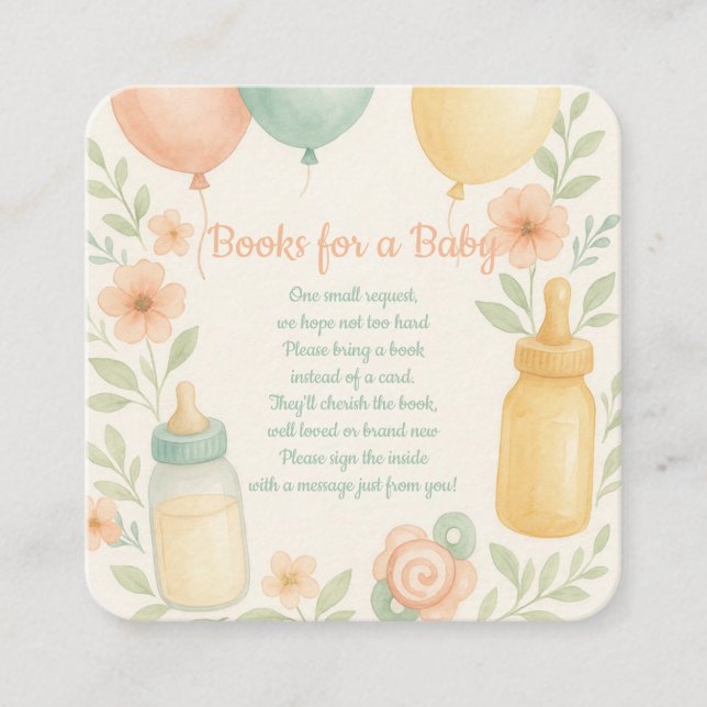 Cute Baby Shower Books for Baby Enclosure Card  (Front)