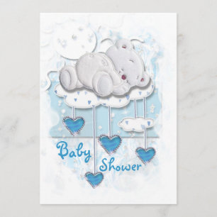 Cute baby shower boys bear invitation