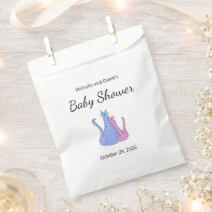 Cute Baby Shower Cat Twins Blue Pink Favour Bags
