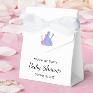 Cute Baby Shower Cat Twins Blue Pink Favour Box