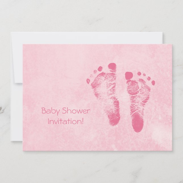 Cute Baby Shower For Girl Pink Baby Feet Invitation (Front)
